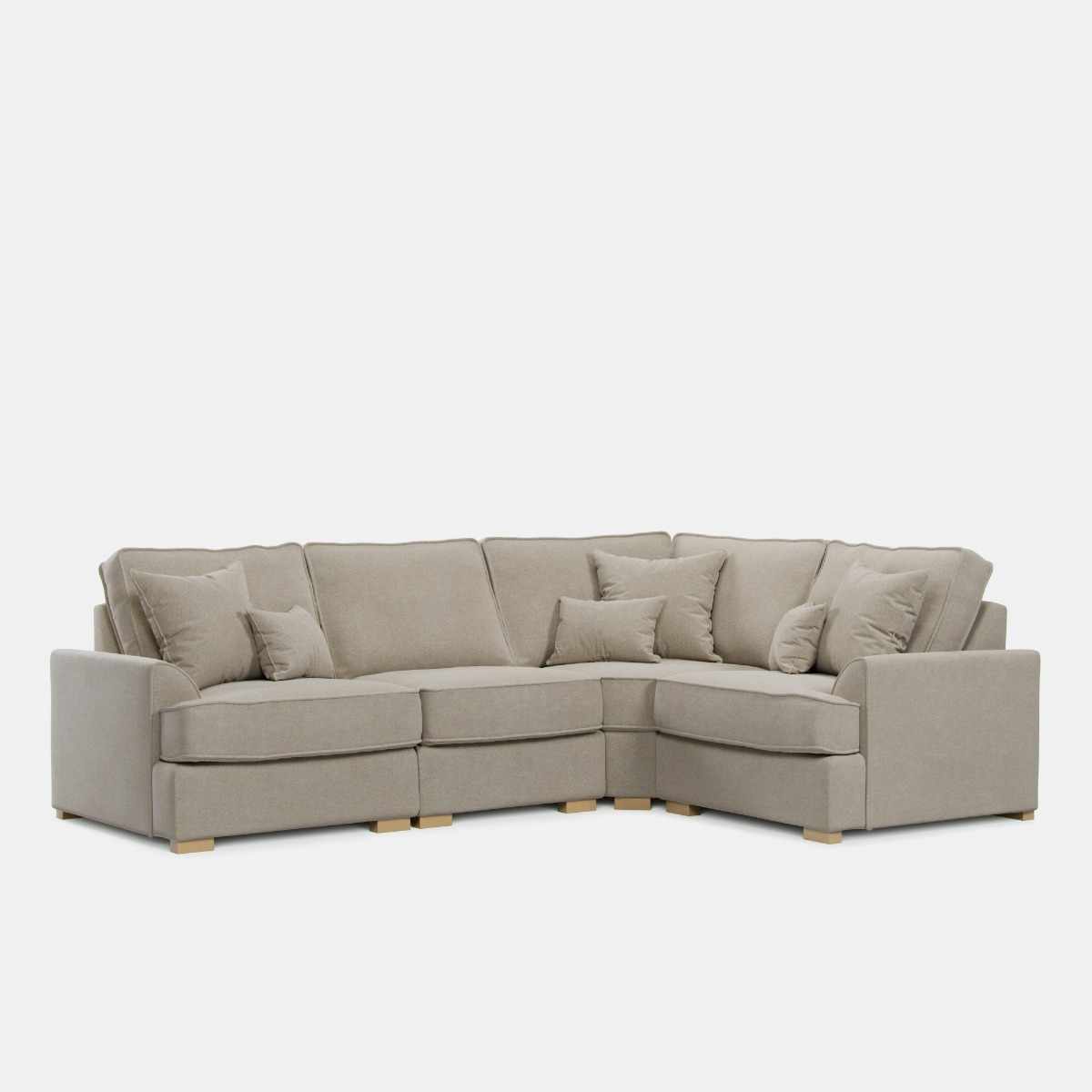 Corner Sofa - HERITAGE Fabric 3 Seater Left Hand Facing - Light Beige - Edgbaston Living