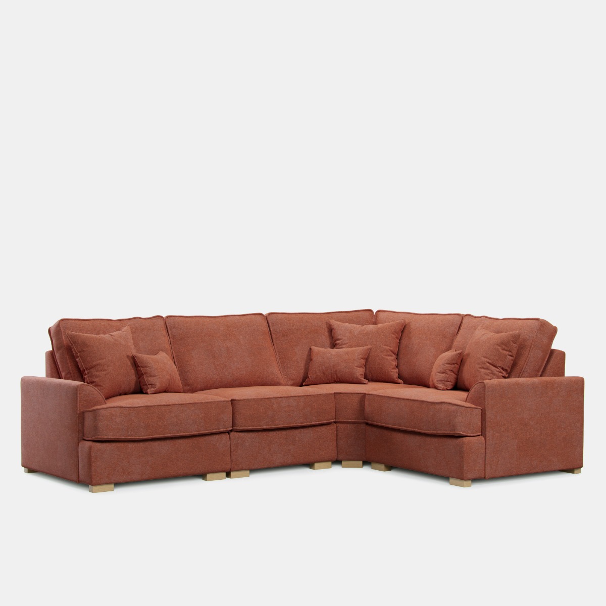 Corner Sofa - HERITAGE Fabric 3 Seater Left Hand Facing - Orange - Edgbaston Living