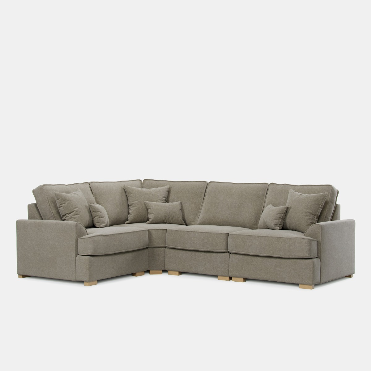 Corner Sofa - HERITAGE Fabric 3 Seater Right Hand Facing - Dark Beige - Edgbaston Living