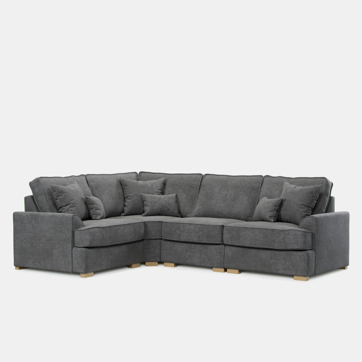 Corner Sofa - HERITAGE Fabric 3 Seater Right Hand Facing - Grey - Edgbaston Living
