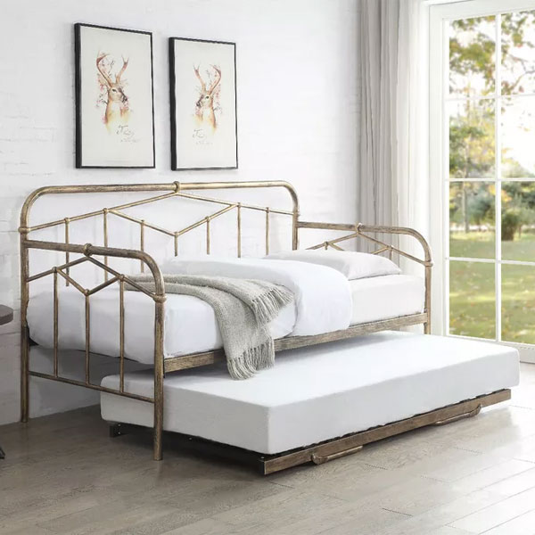 Gianna Industrial Day Bed with Pull Out Trundle - Antique Bronze - Bedroom & More