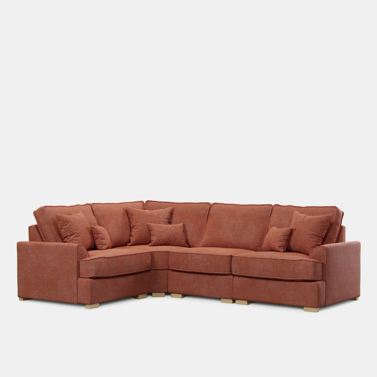 Corner Sofa - HERITAGE Fabric 3 Seater Right Hand Facing - Orange - Edgbaston Living