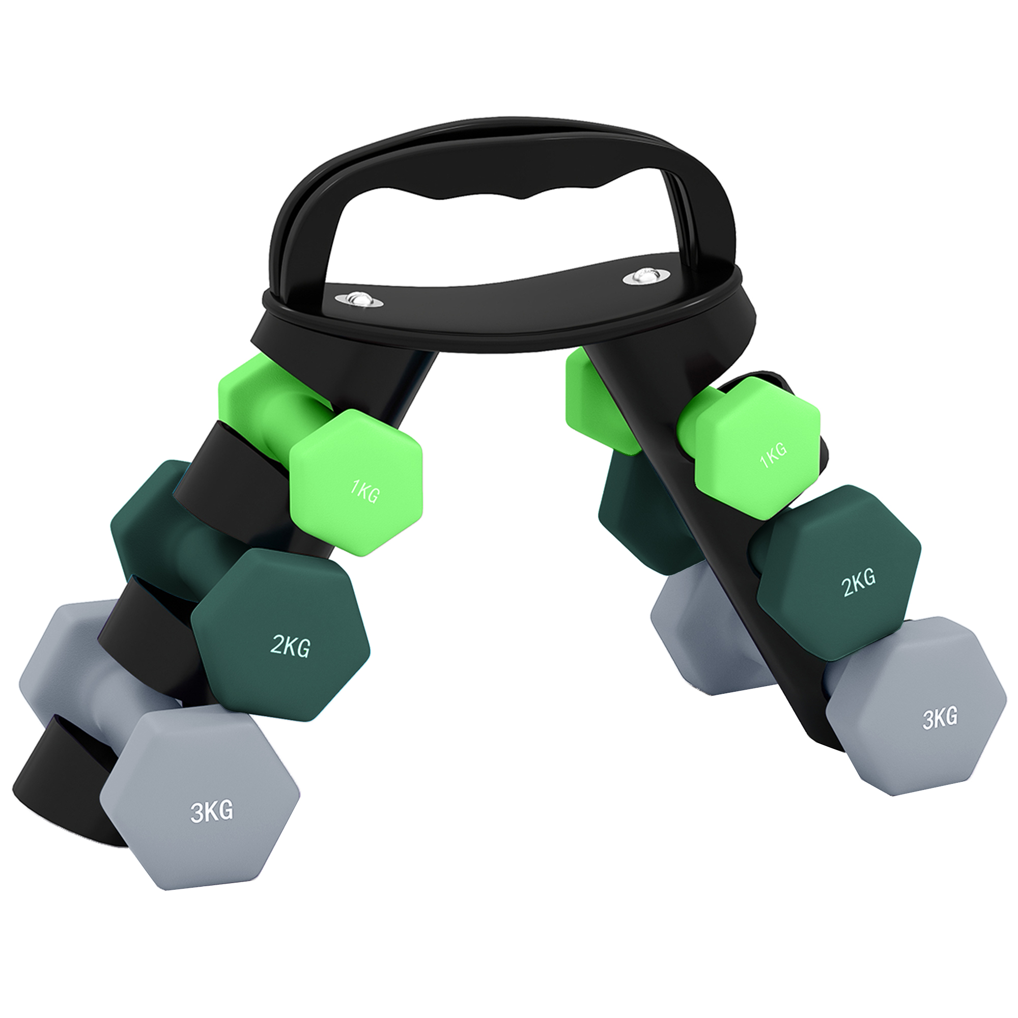 SPORTEDGE Dumbbells Set with Storage Rack Green - Life Essentials