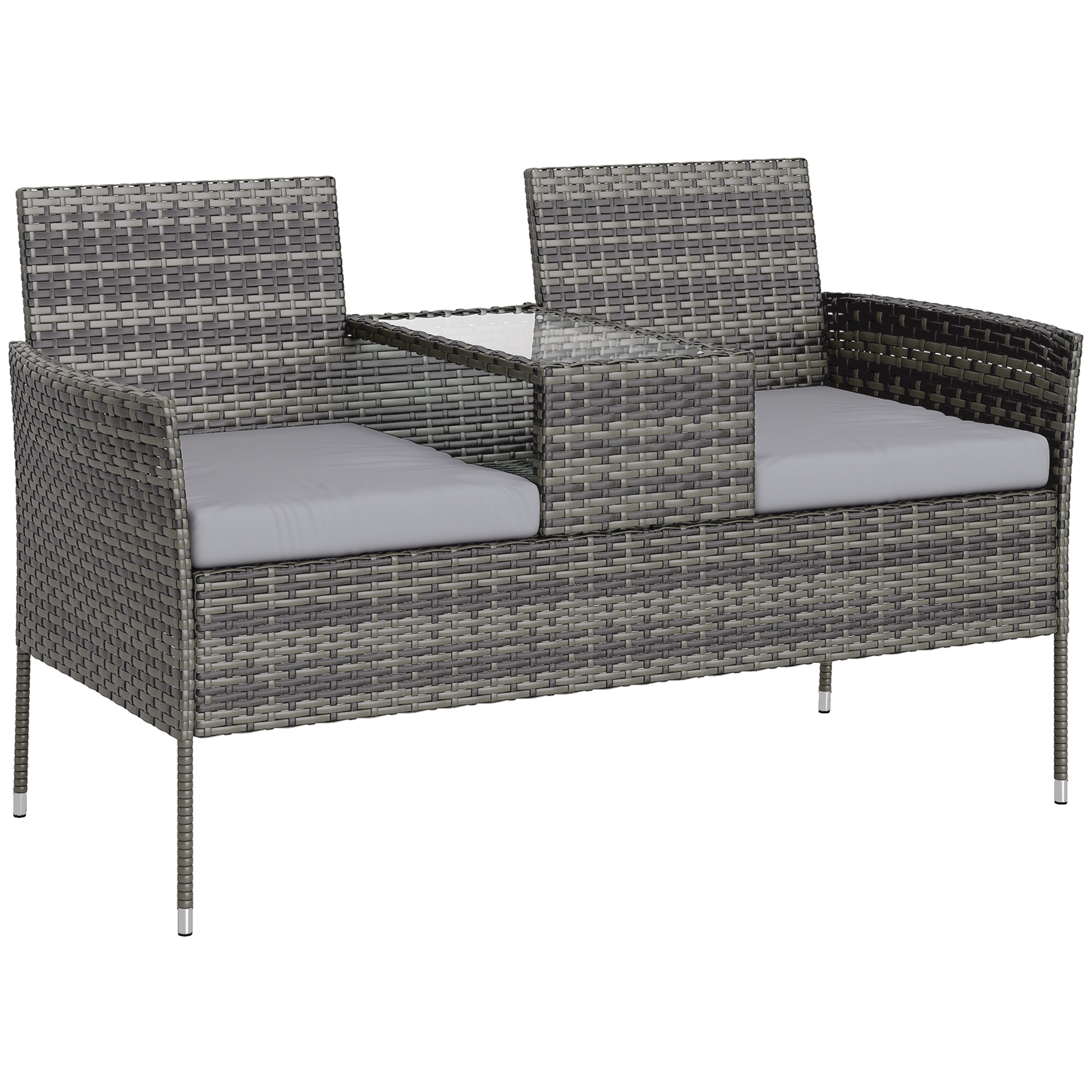 SUNVISTA Two Seat Rattan Chair Charcoal Grey - Life Essentials