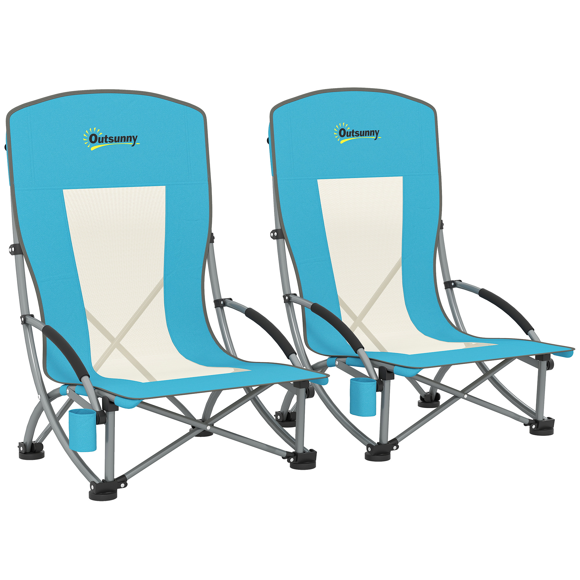 SUNVISTA Folding Beach Chair Low Camping Chair Blue - Life Essentials