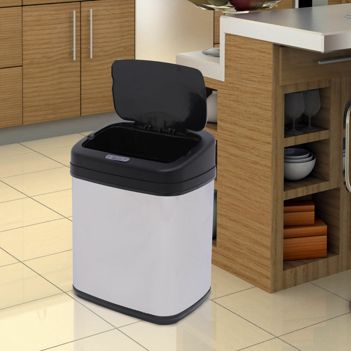 Automatic Sensor Stainless Steel Rubbish Bin - Rectangular Shape - Aldo & Ehren