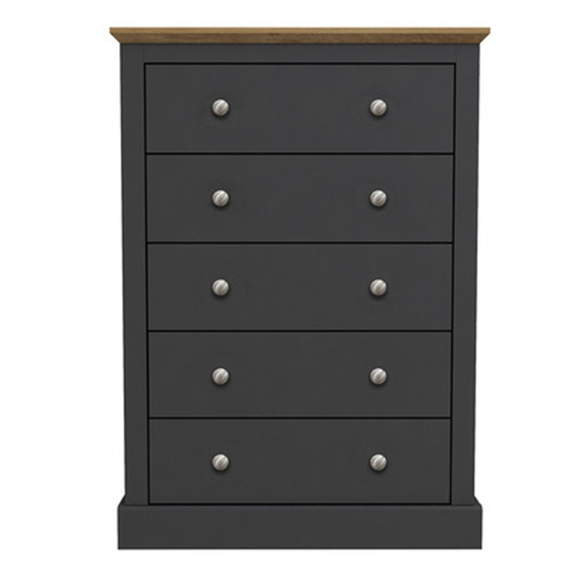 DARTFORD Black Chest of Drawers - Medium-sized, 5 Drawers - Leeds Plywood