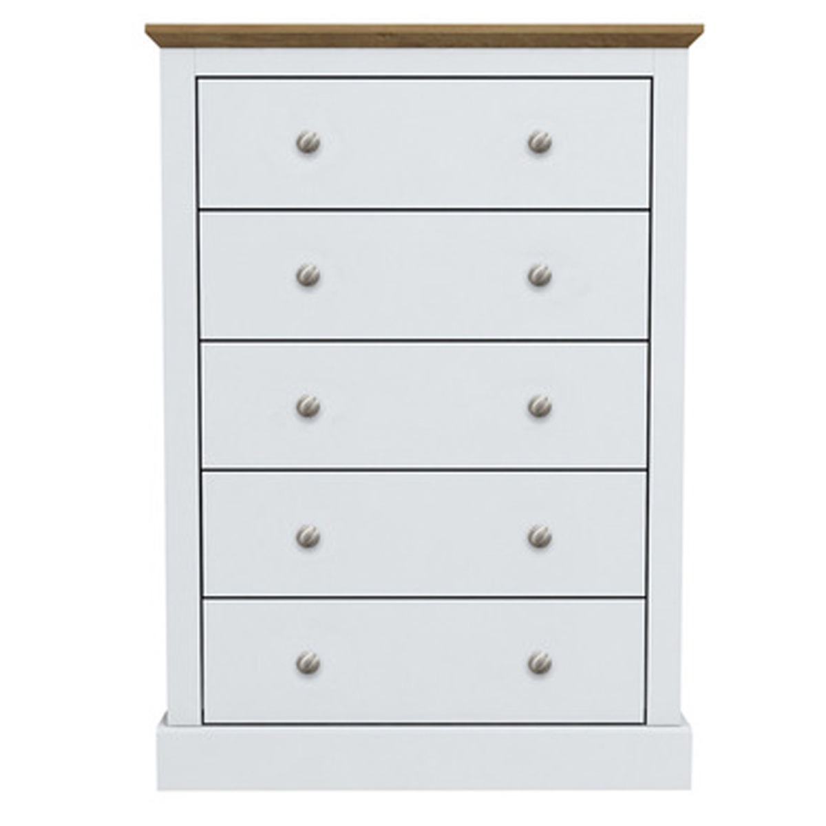 DARTFORD White Chest of Drawers - Medium-sized, 5 Drawers - Leeds Plywood