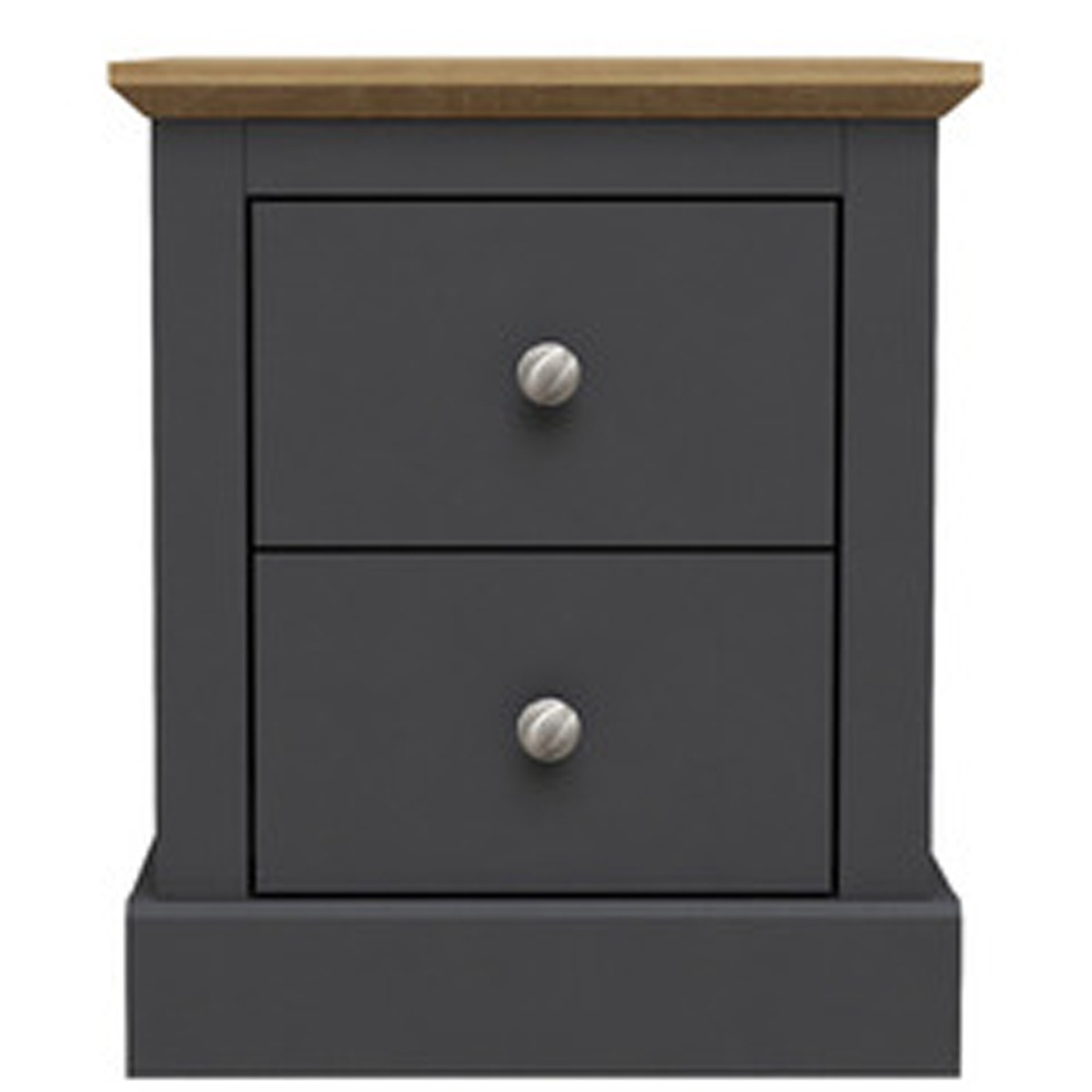 Bedside Table - DEVON 2 Drawer Nightstand Charcoal 45.9cm - Leeds Plywood