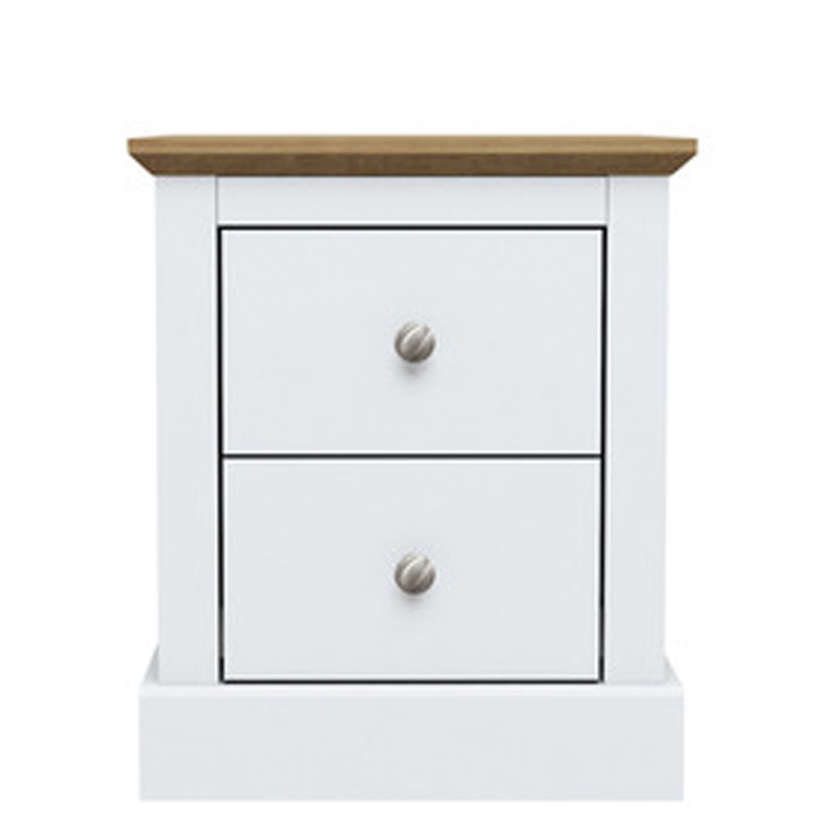 Bedside Table - DEVON 2 Drawer Nightstand White 45.9cm - Leeds Plywood