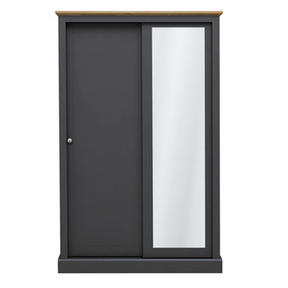 Sliding Wardrobe - DARTFORD 2 Door Mirrored Wardrobe Charcoal 113cm - Leeds Plywood