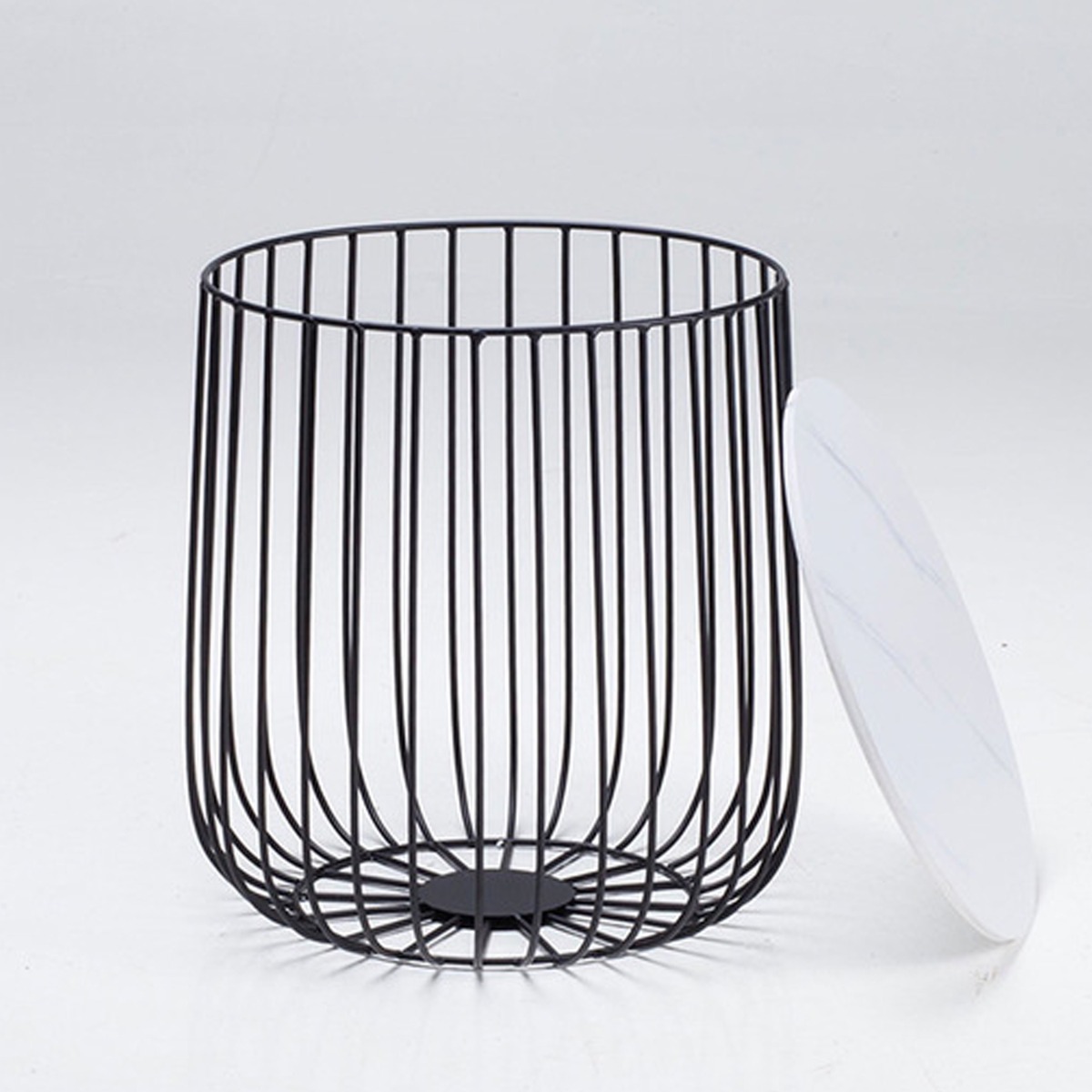 Enzo Black Frame Cage Style Coffee Table With Marble Top - Small - Leeds Plywood
