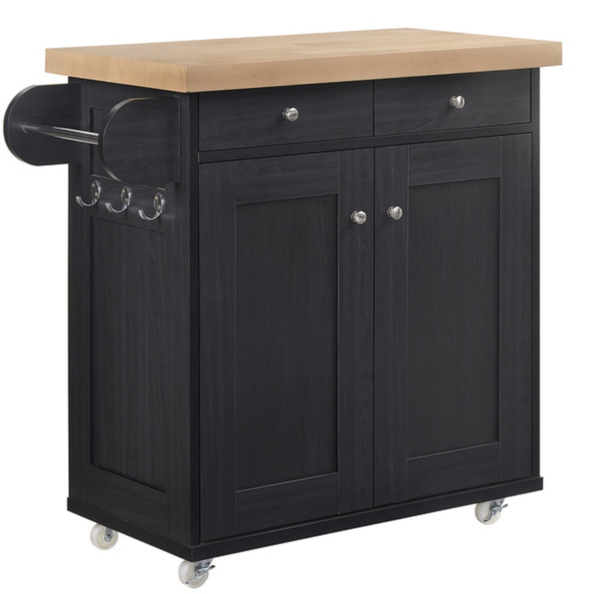 Portland Portable Kitchen Island Unit - Black - Leeds Plywood