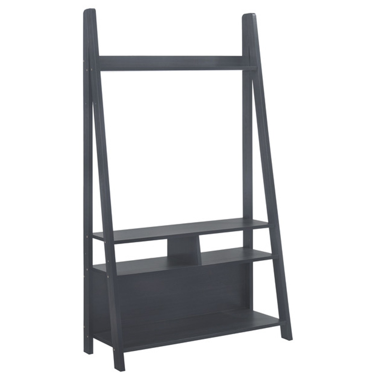Tiva Ladder Style Tv unit Stand with 3 Shelves - Matt Black - Leeds Plywood