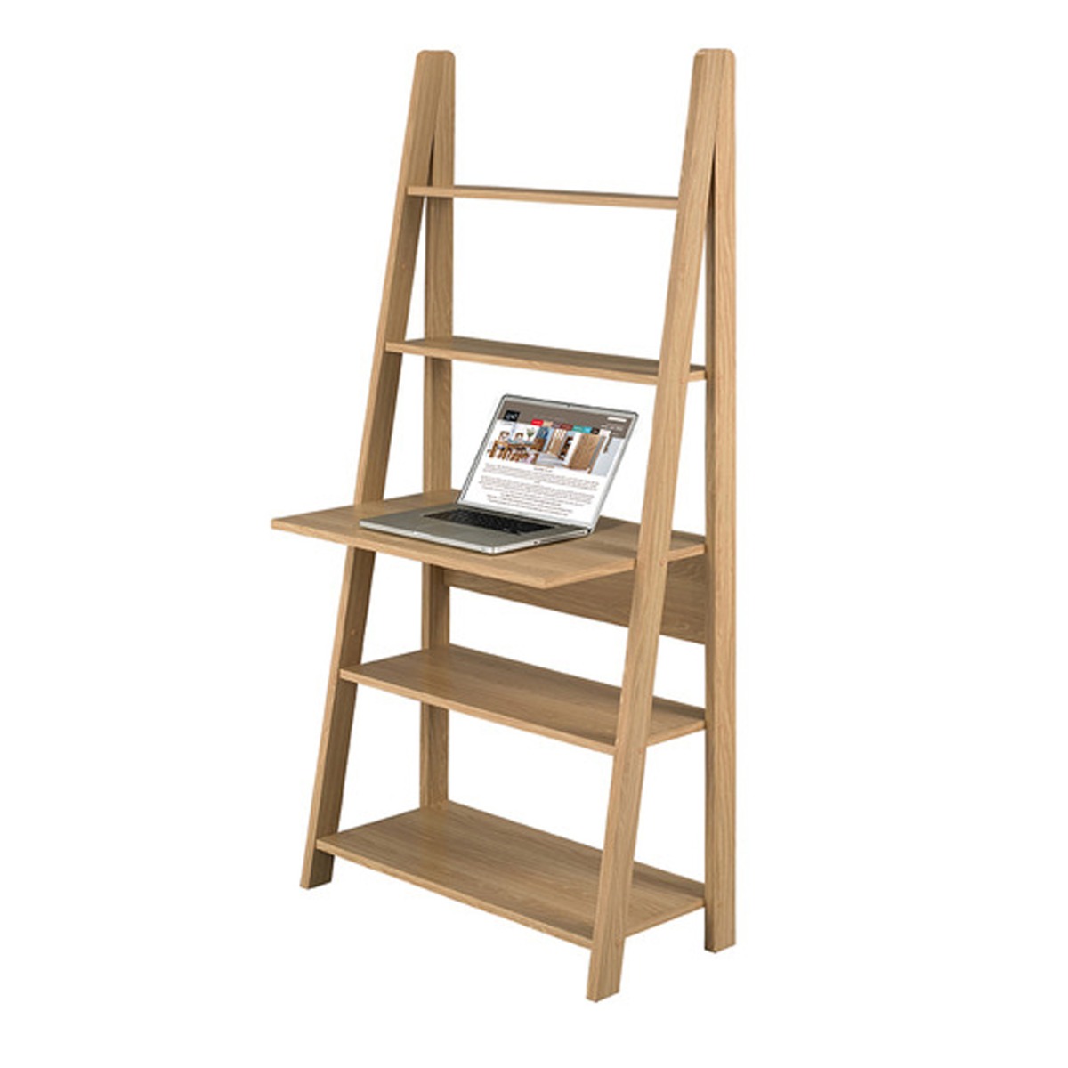 Tiva Ladder Style 3 Tier Desk - Oak - Leeds Plywood
