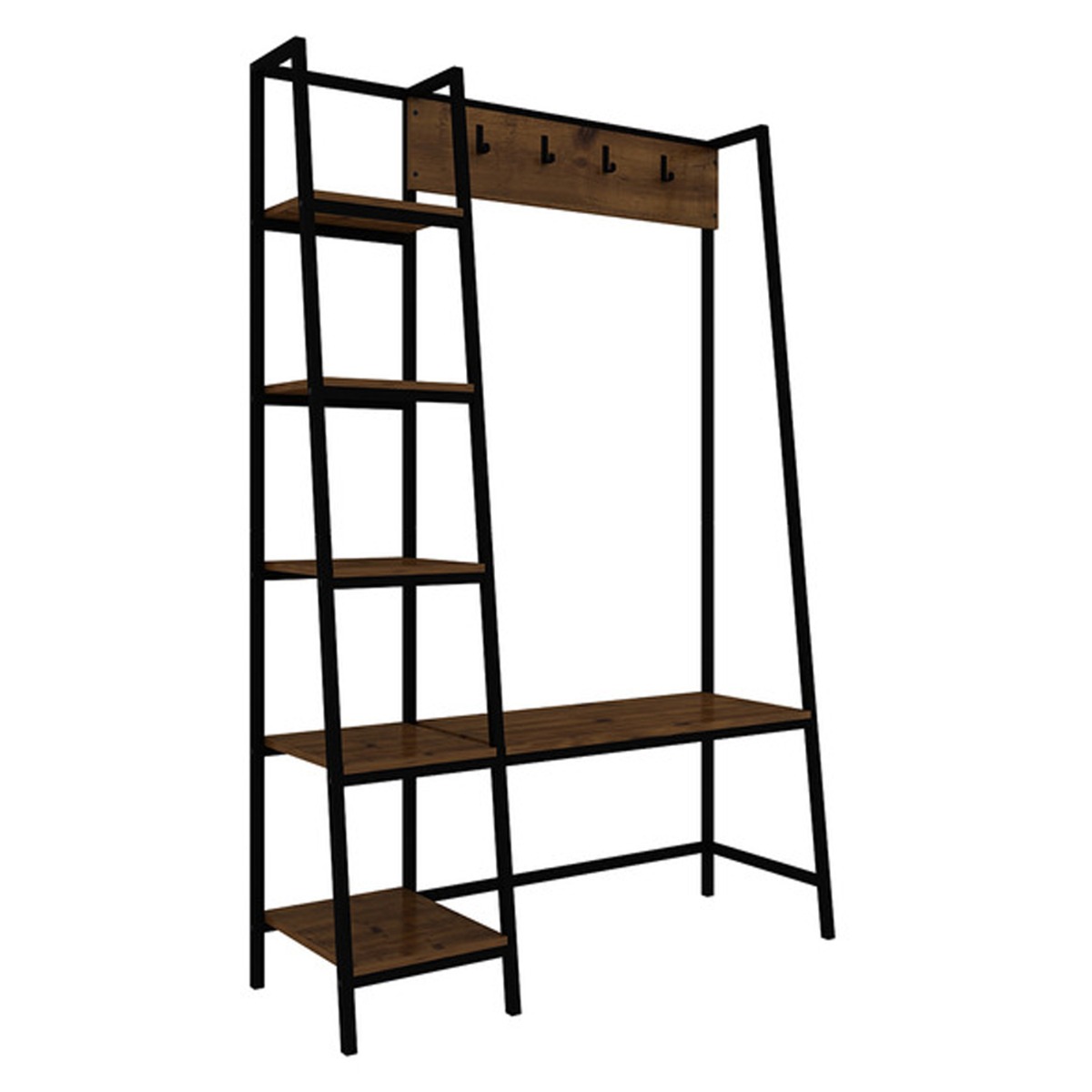 Ealing Black Metal 3 In 1 Coat Hangers. Large - Vintage Pine - Leeds Plywood