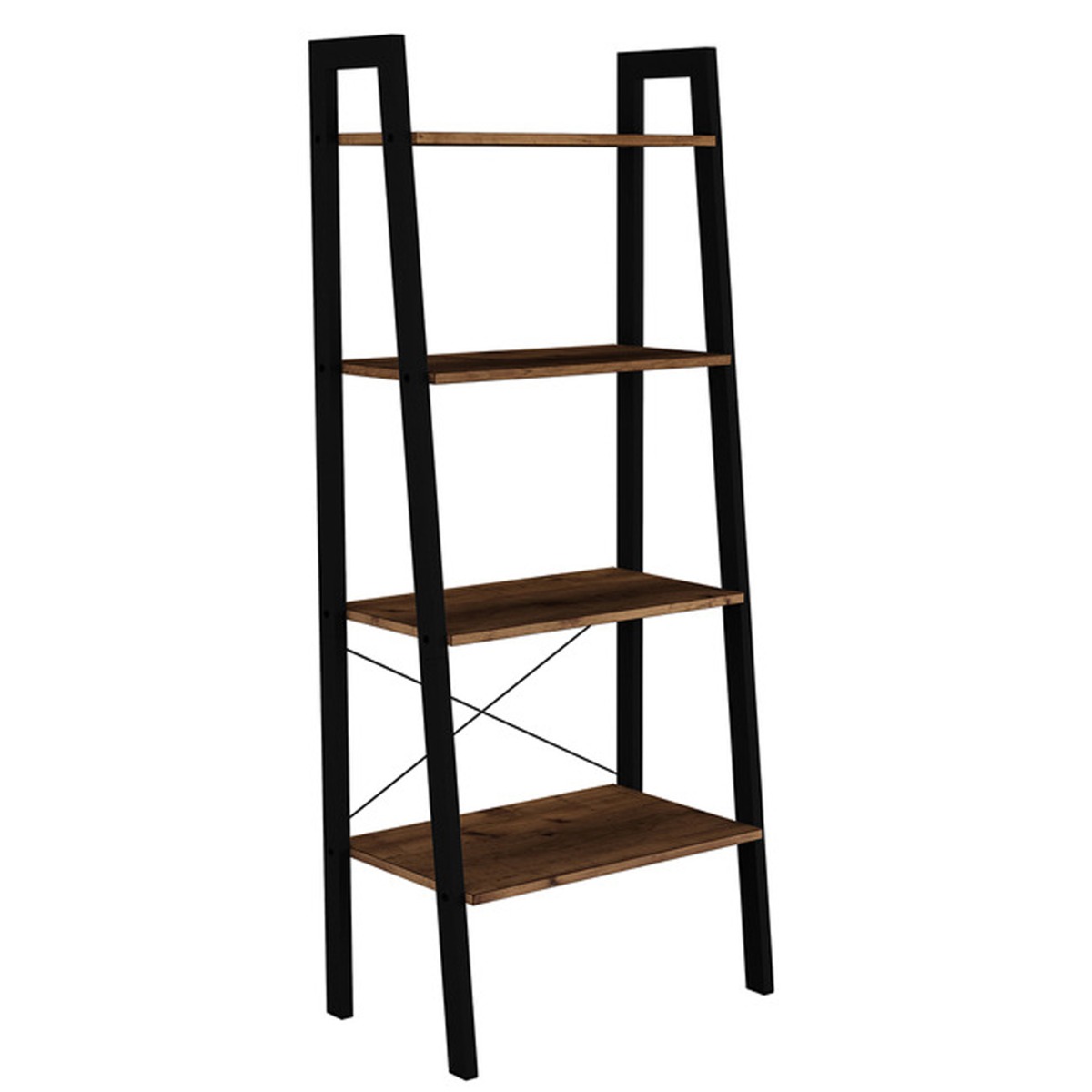 Ealing Black Metal 4 Tier Display Racks - Vintage Pine - Leeds Plywood