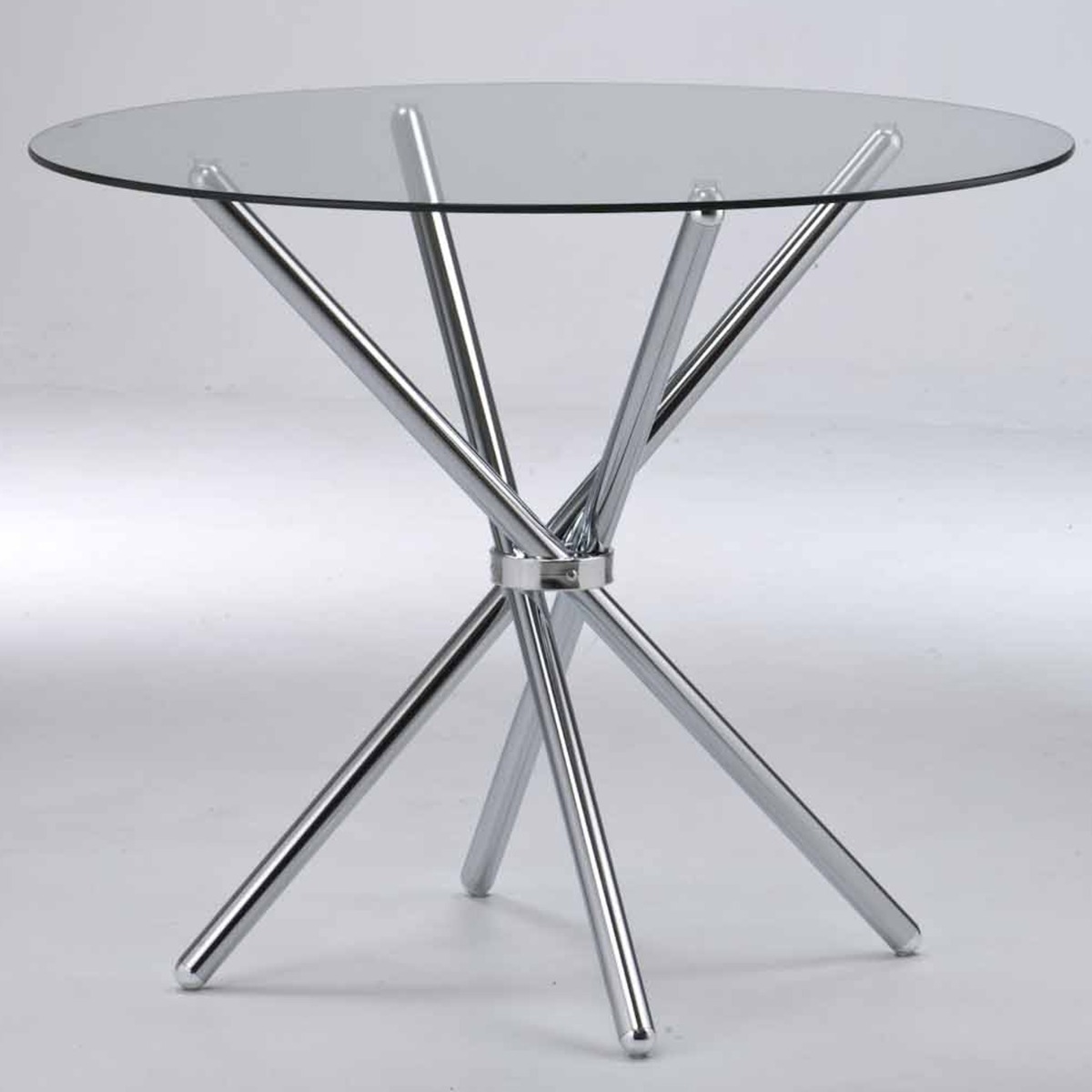 Casa Glass Round Dining Table - Chrome - Leeds Plywood