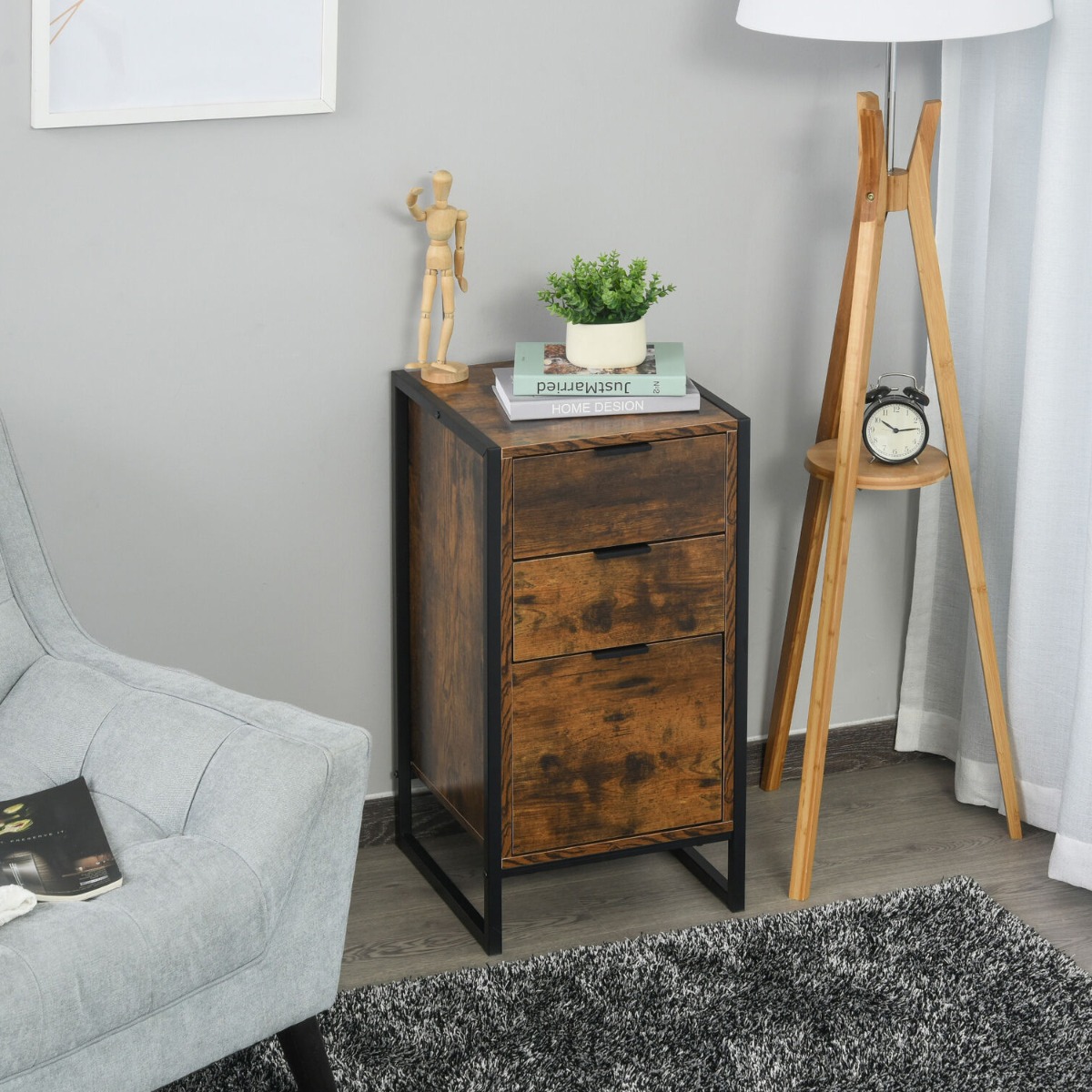 VIENNA Oak Finish Chest of Drawers - Tallboy, Small-sized, 3 Drawers - Aldo & Ehren