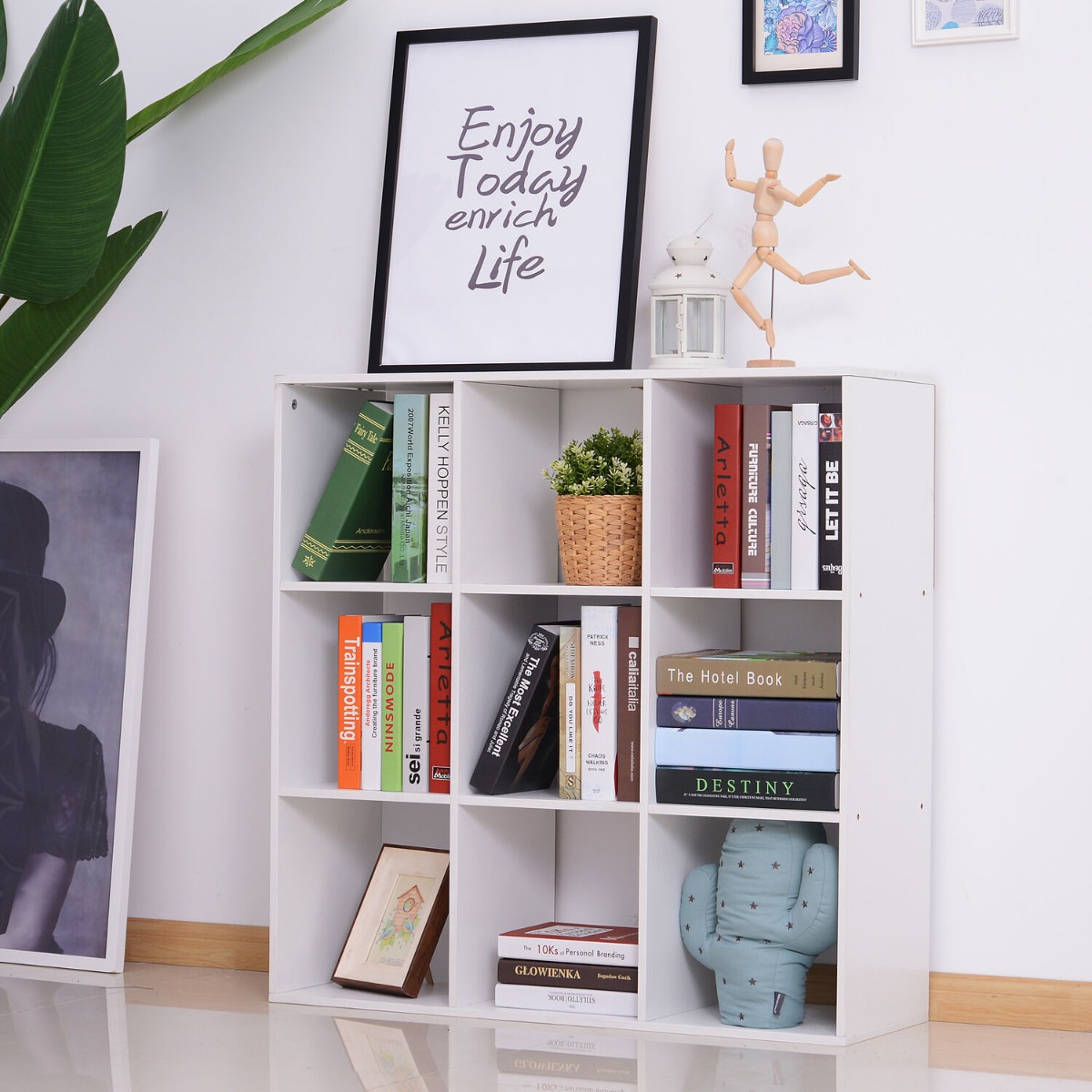 Square Shelving 9 Cube Bookcase Storage Rack - White - Aldo & Ehren