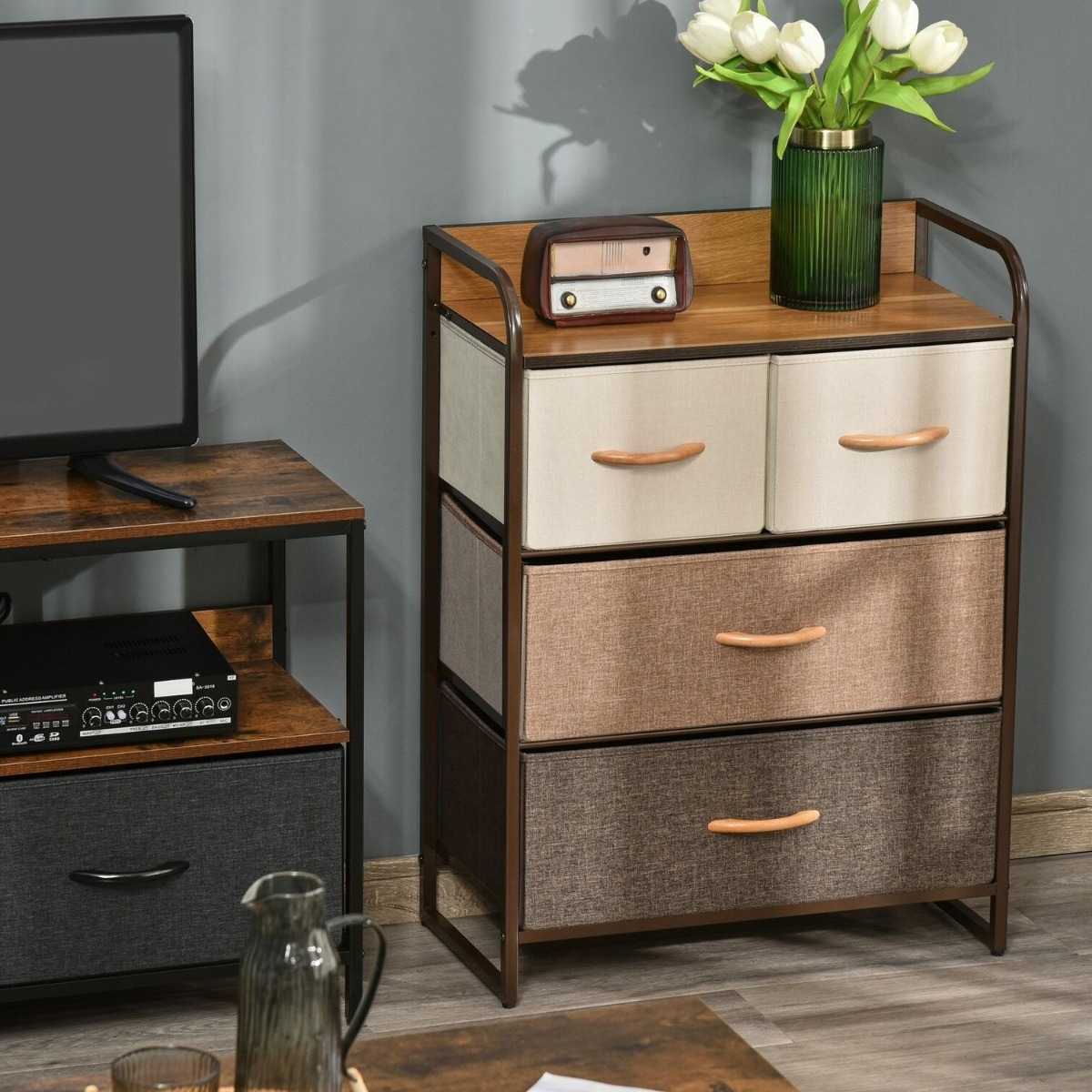 FAIRBANKS Multi Colour Chest of Drawers - Small-sized, 4 Drawers - Aldo & Ehren