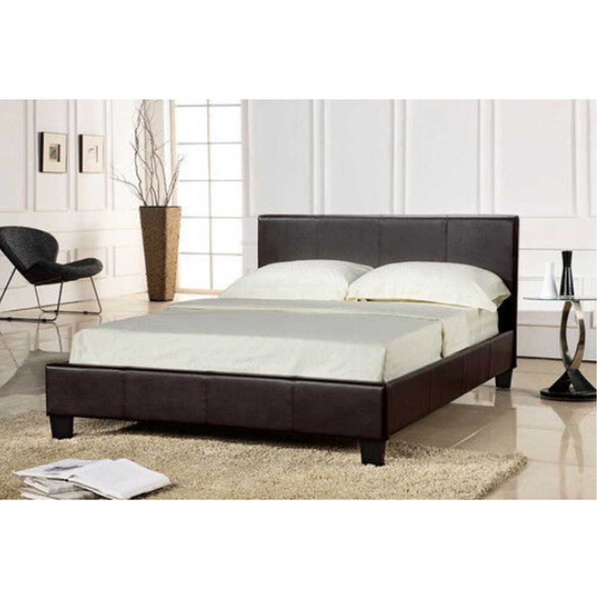 Faux Leather Bed Frame Kingsize - Black - Bedroom & More