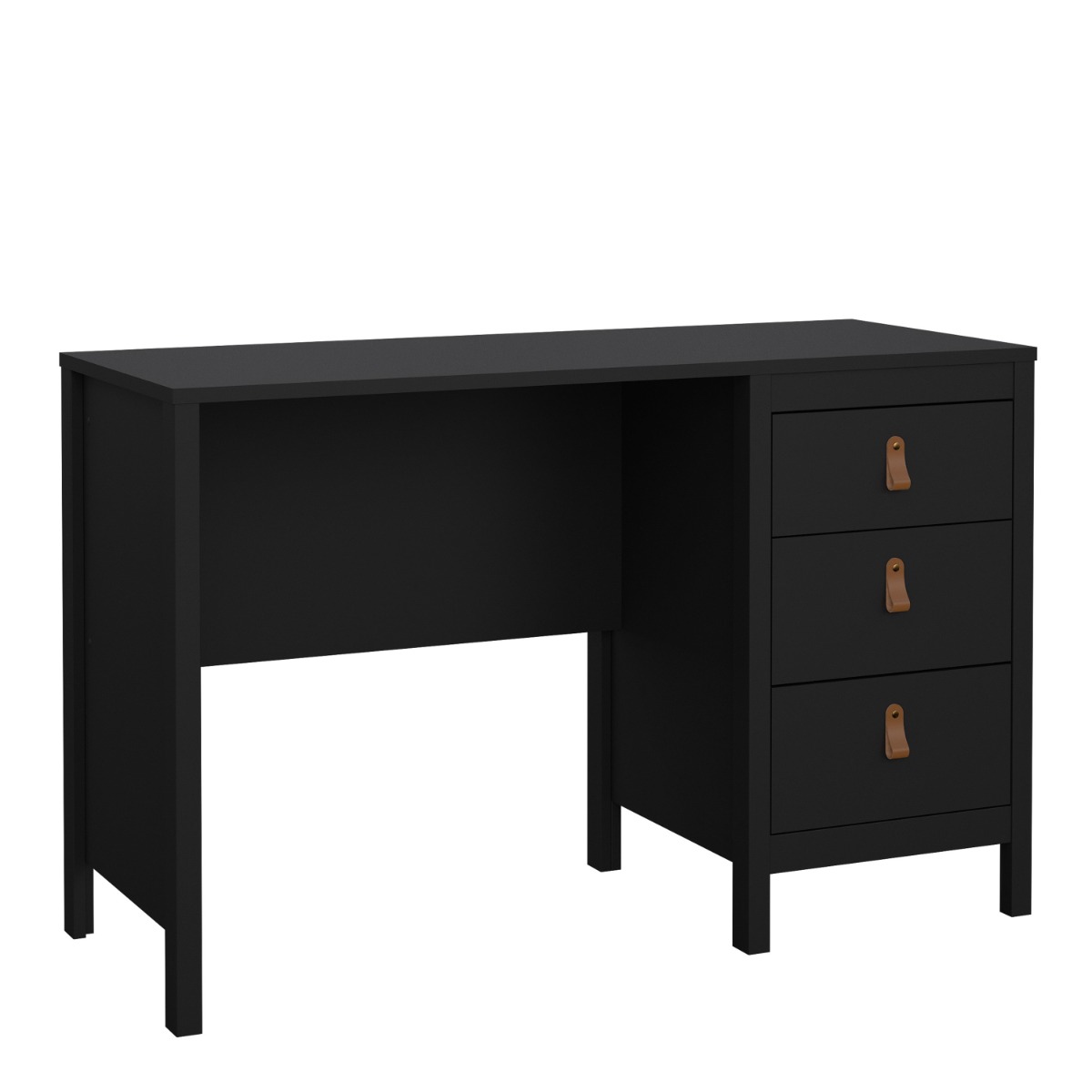Chappell 3 Drawers Computer Desk - Matt Black - Rosalind Collection