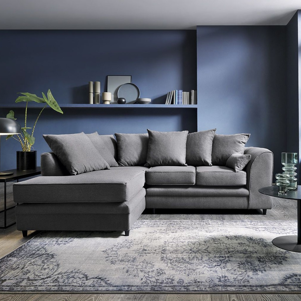 Darcie Corner Sofa - Dark Grey-Left Facing - Moonlight Interiors