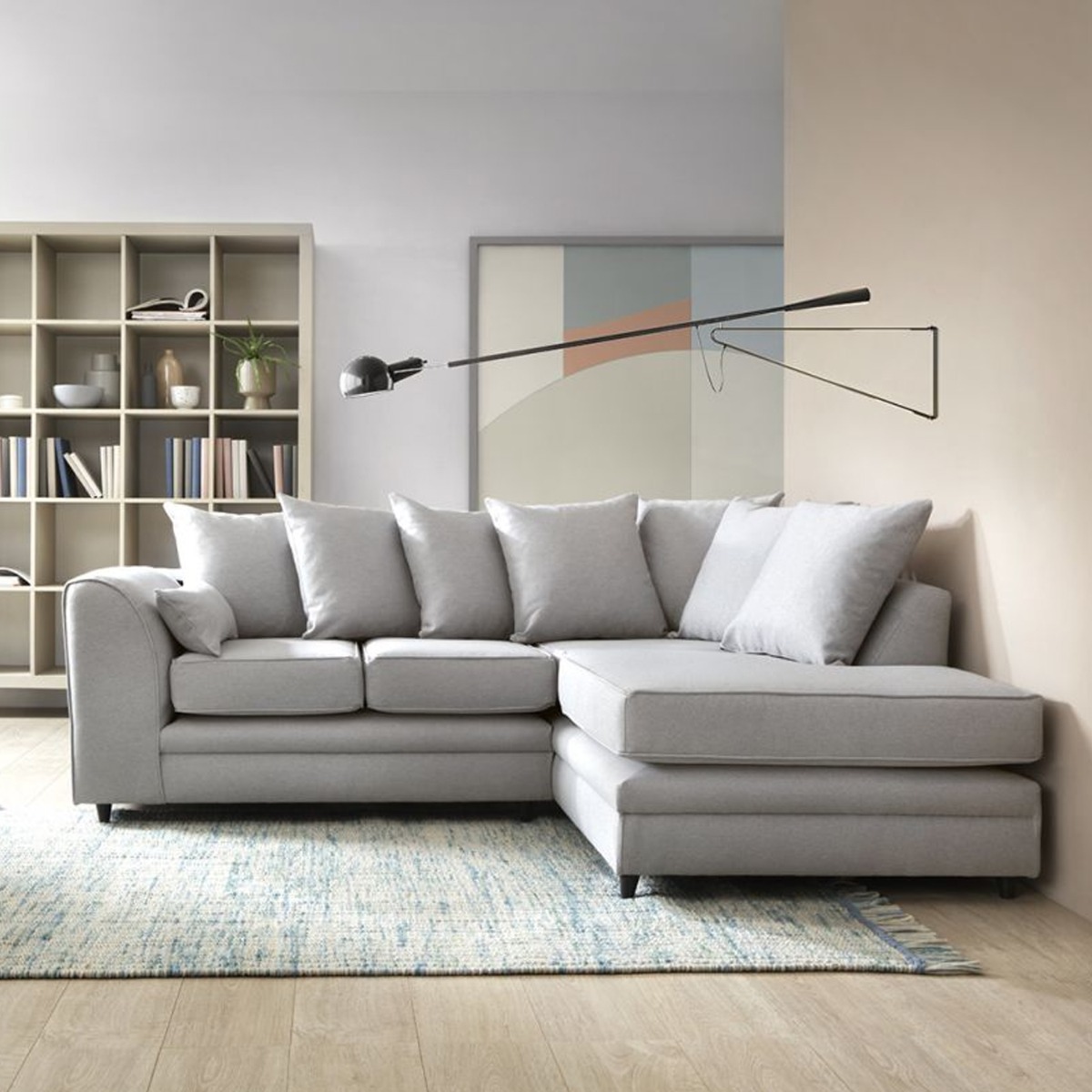 Darcie Corner Sofa - Light Grey-Right Facing - Moonlight Interiors
