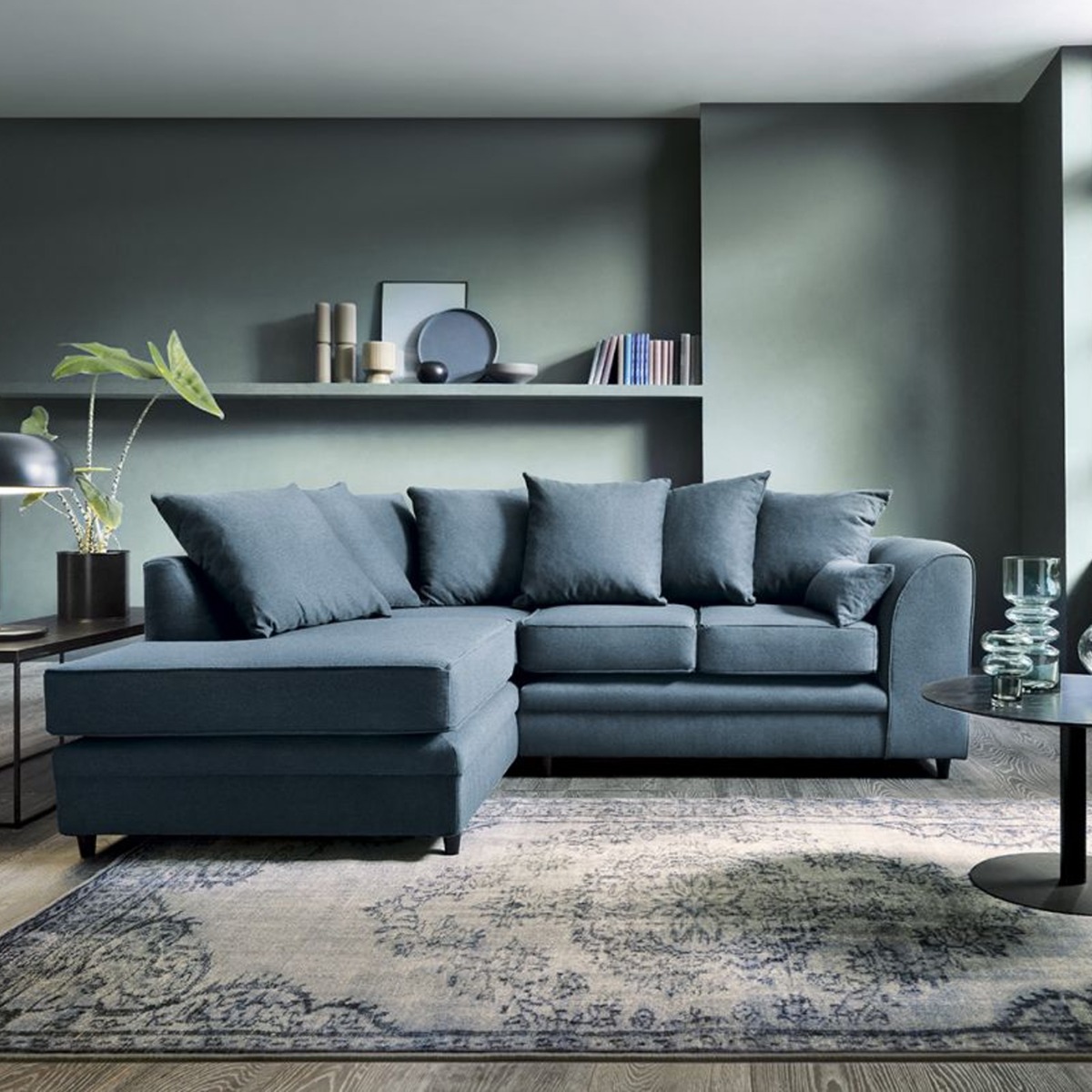 Darcie Corner Sofa - Teal-Left Facing - Moonlight Interiors