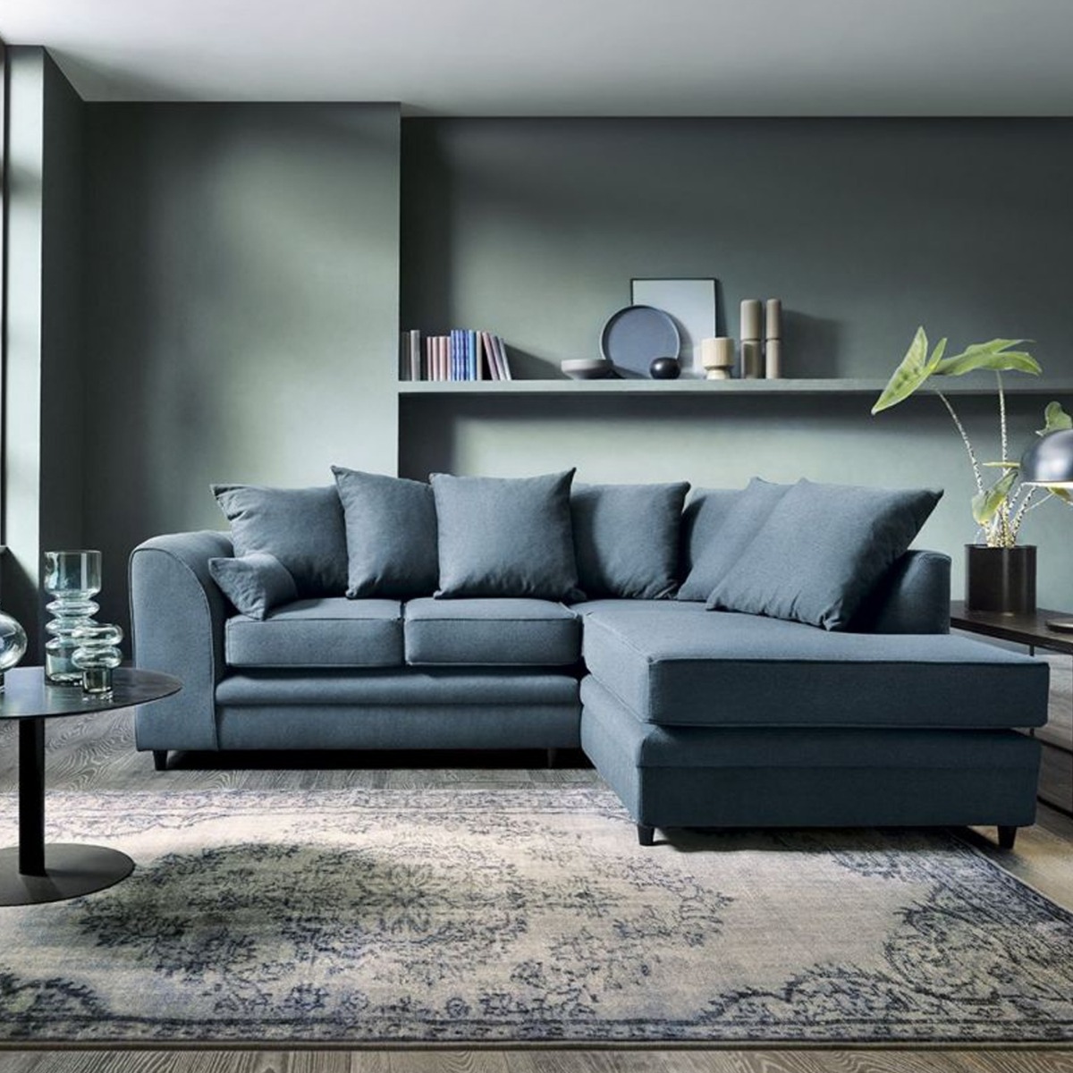Darcie Corner Sofa - Teal-Right Facing - Moonlight Interiors