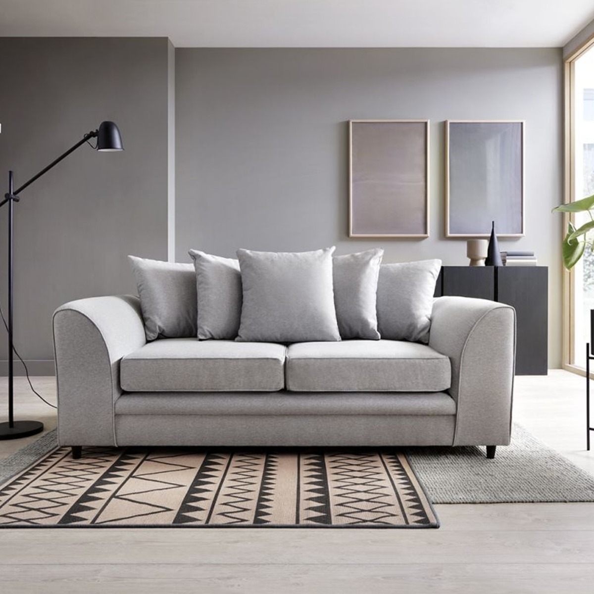 DARCIE Linen 3 Seater Scatterback Sofa - Light Grey - Moonlight Interiors