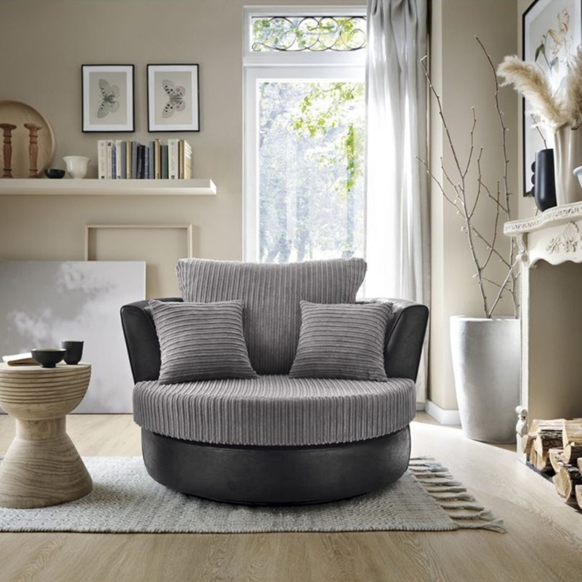 Sampson Swivel Chair - Black - Moonlight Interiors