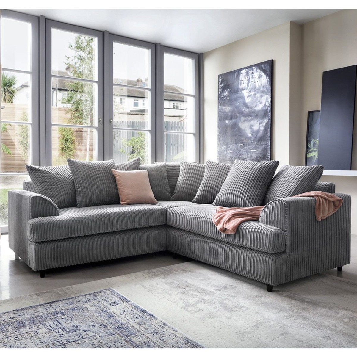 Fergasson Fabric Corner Sofa - Grey - Moonlight Interiors