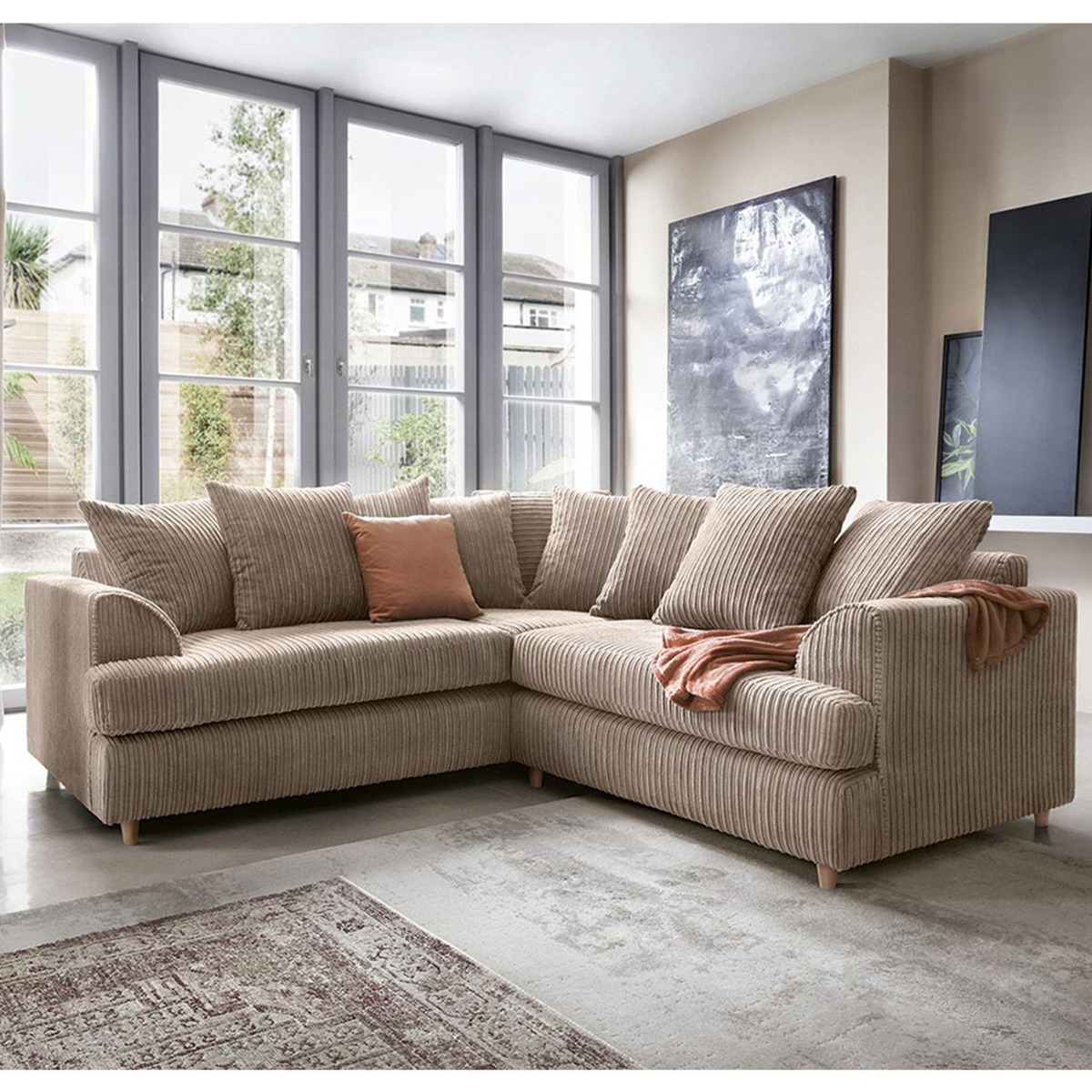 Fergasson Fabric Corner Sofa - Brown - Moonlight Interiors