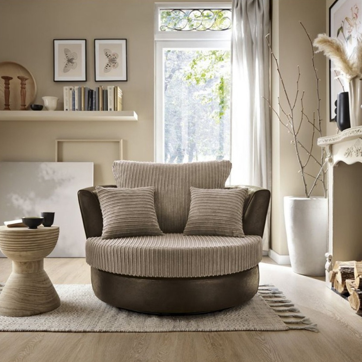 Sampson Swivel Chair - Brown - Moonlight Interiors