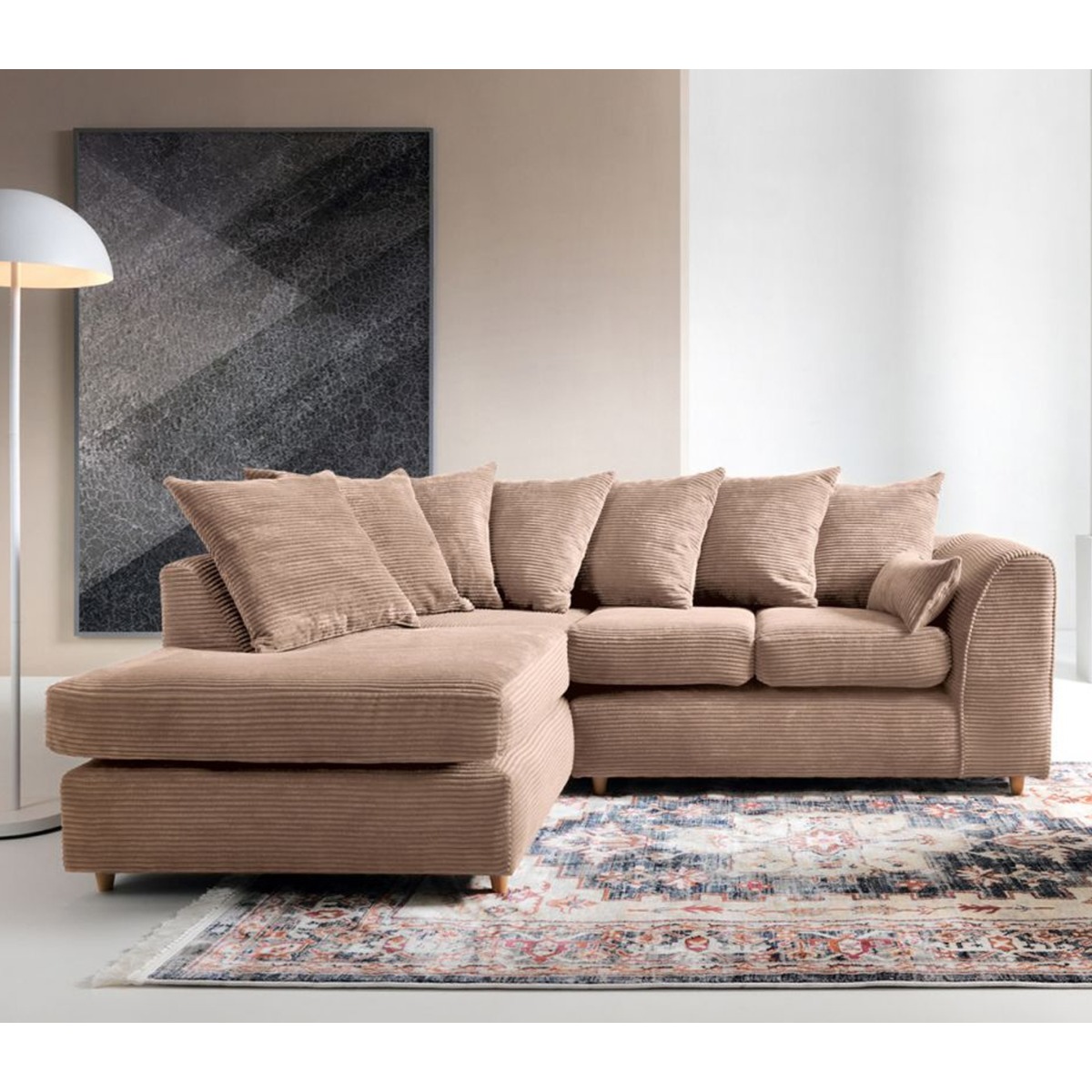Jill Jumbo Corner Sofa - Brown-Left Facing - Moonlight Interiors