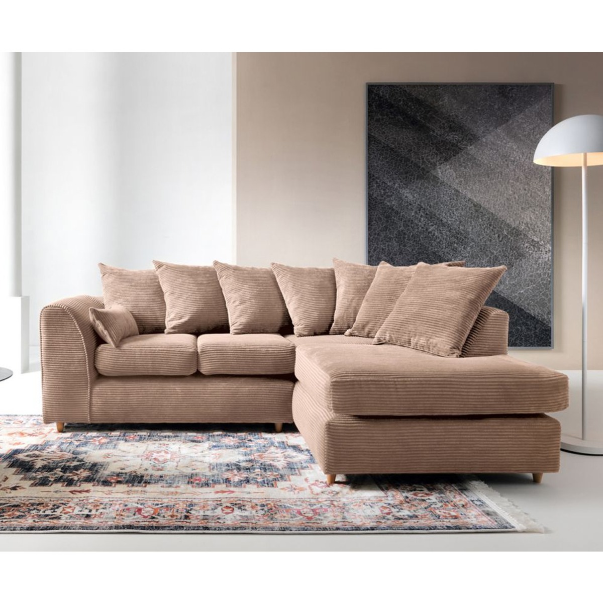 Jill Jumbo Corner Sofa - Brown-Right Facing - Moonlight Interiors