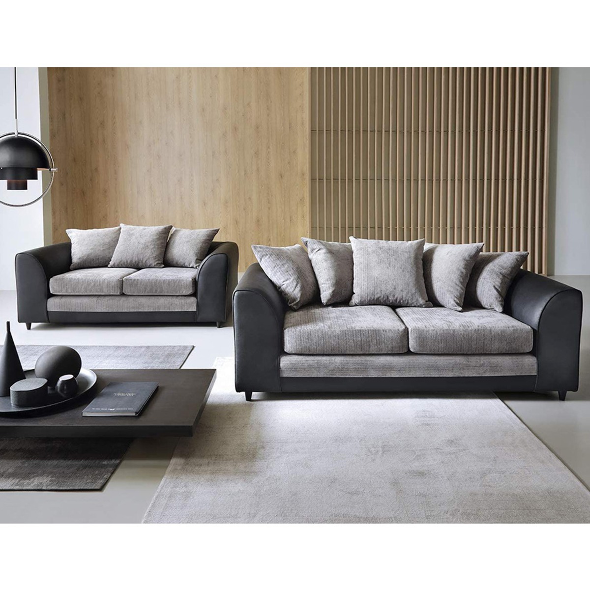 Dilan 3 Seater and 2 Seater Sofa - Black - Moonlight Interiors