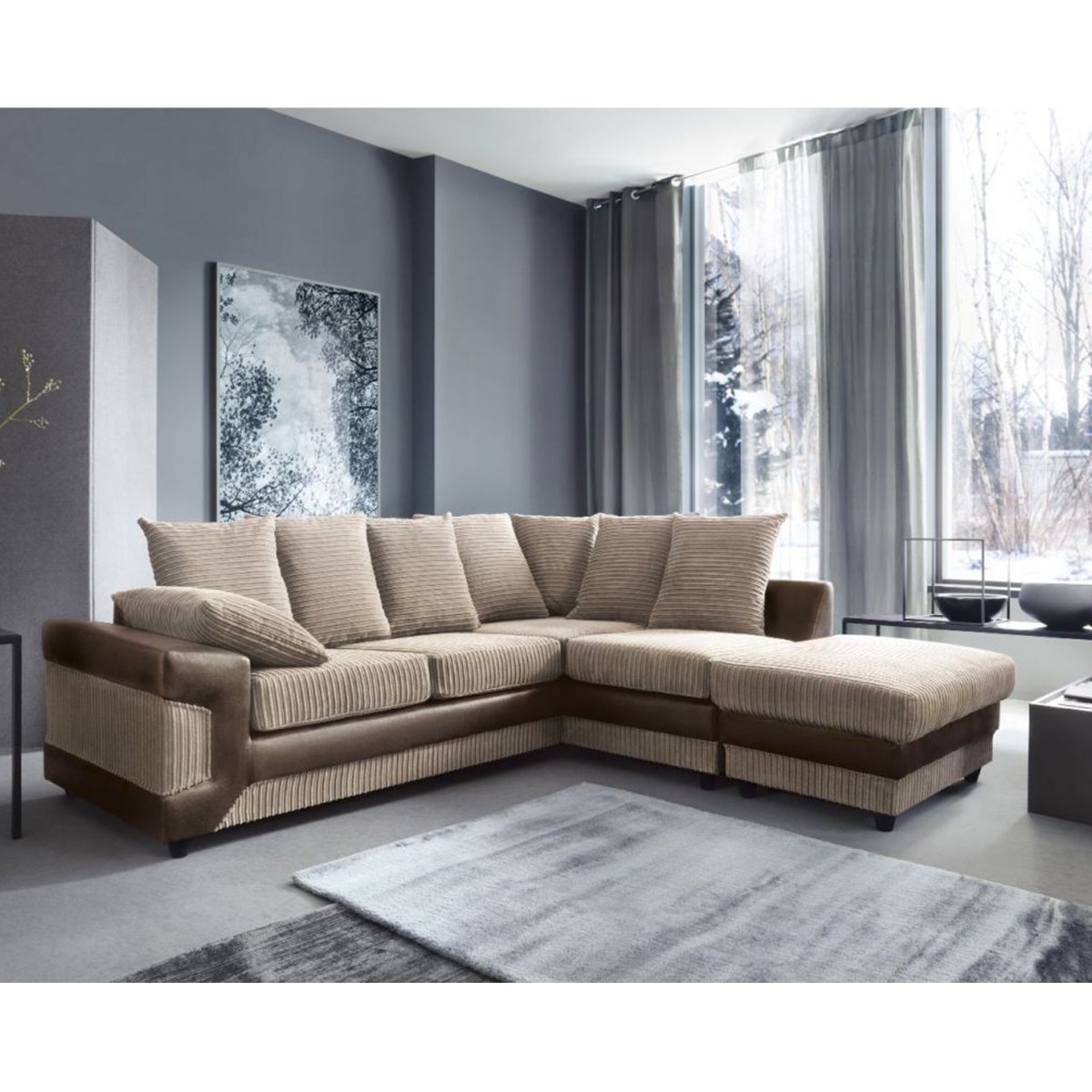 Dyno Corner Sofa - Brown-Right Facing - Moonlight Interiors