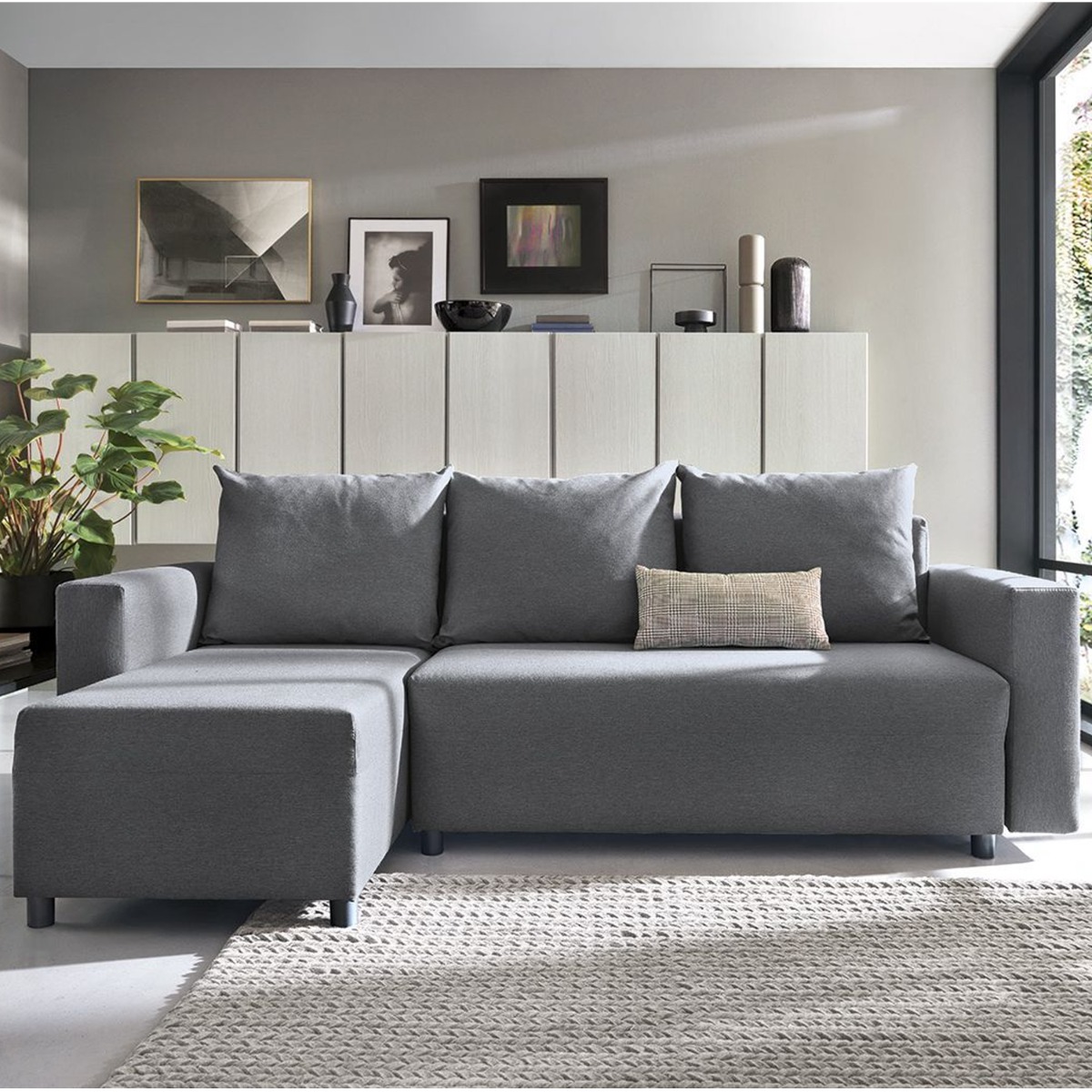 Osllo Corner Sofabed - Dark Grey-Left Facing - Moonlight Interiors