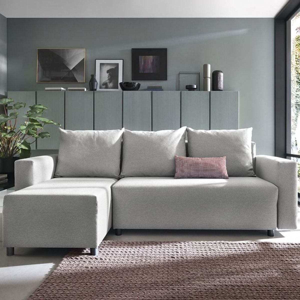 Osllo Corner Sofabed - Light Grey-Left Facing - Moonlight Interiors