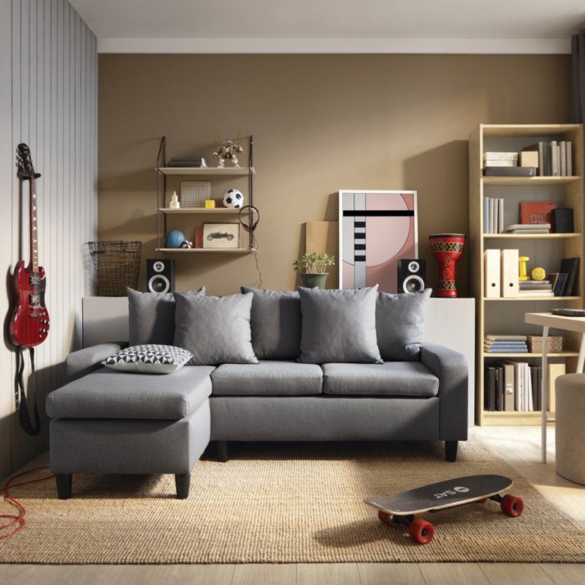 Nepal Corner Sofa - Dark Grey-Left Facing - Moonlight Interiors