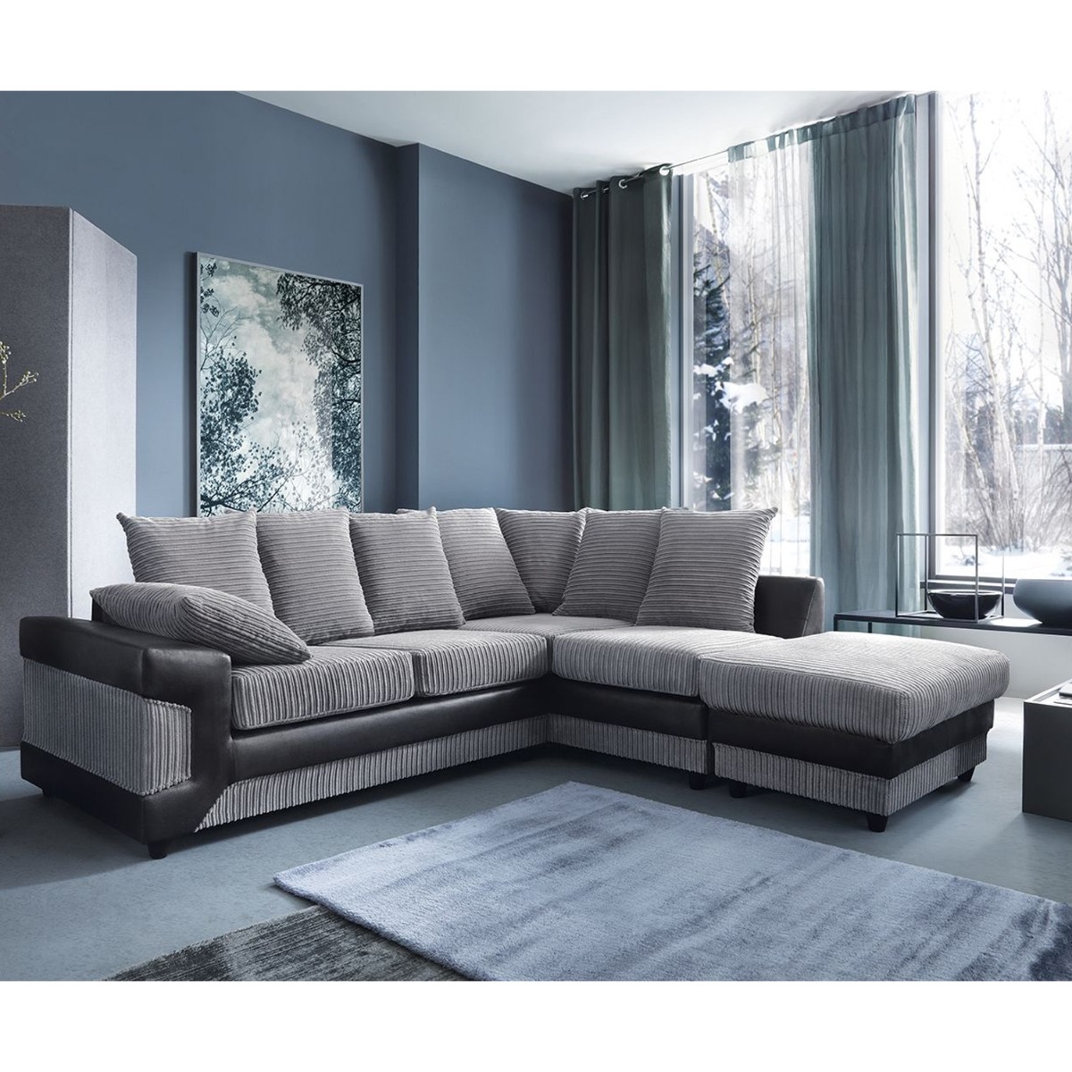 Dyno Corner Sofa - Black-Right Facing - Moonlight Interiors
