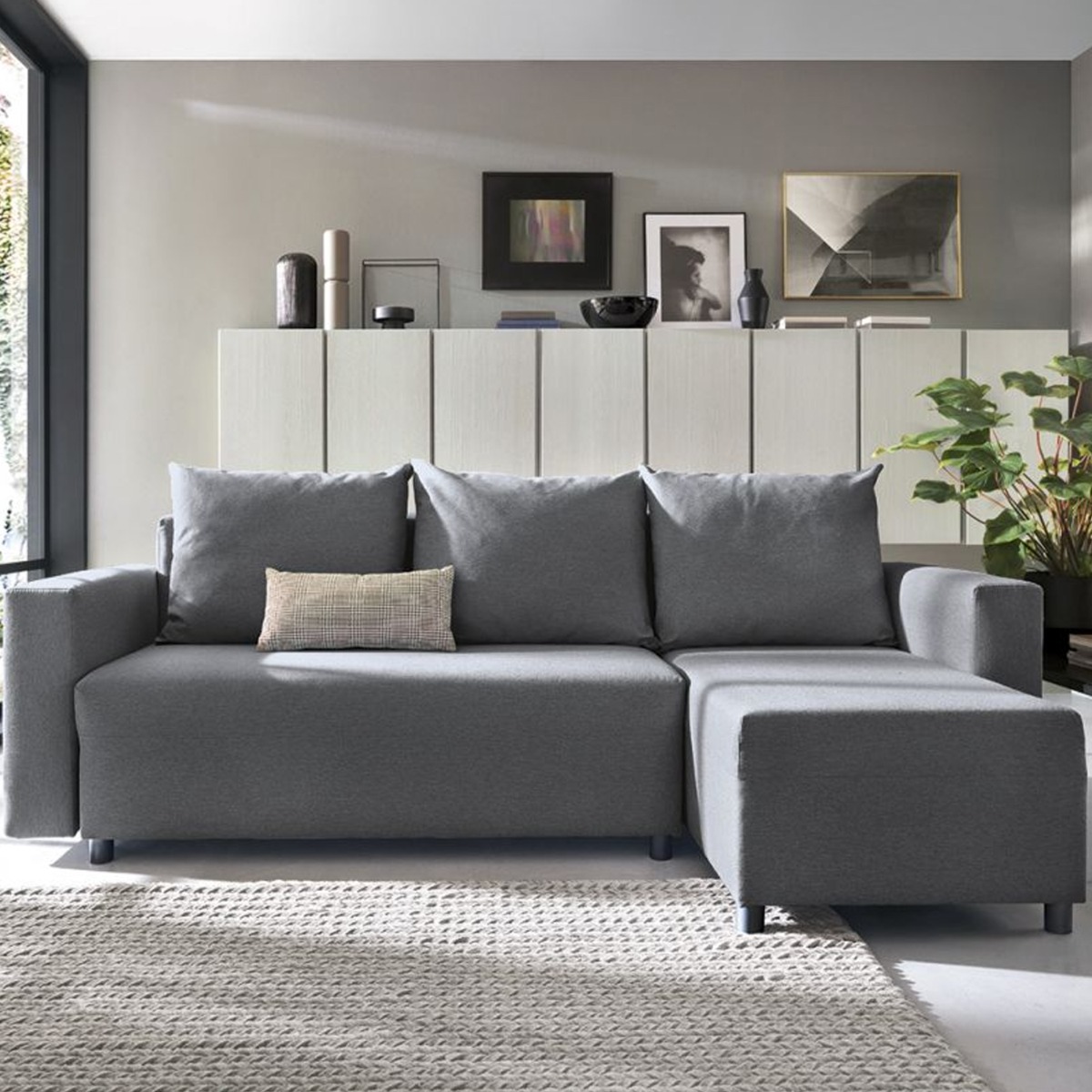 Osllo Corner Sofabed - Dark Grey-Right Facing - Moonlight Interiors
