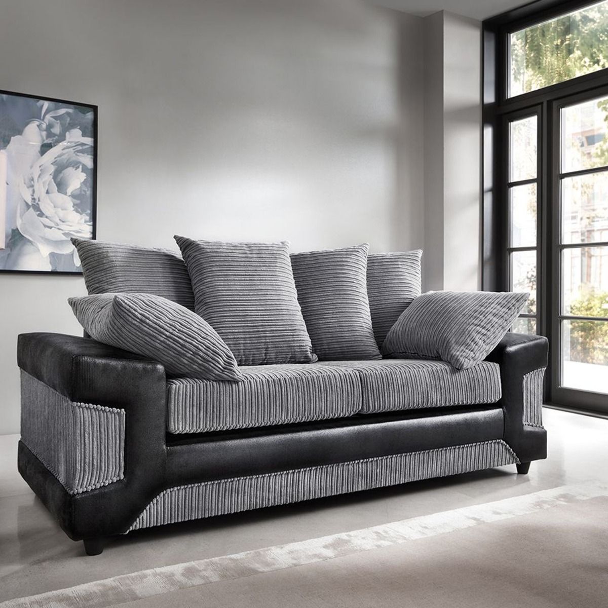 Dyno 3 Seater Sofa - Black - Moonlight Interiors