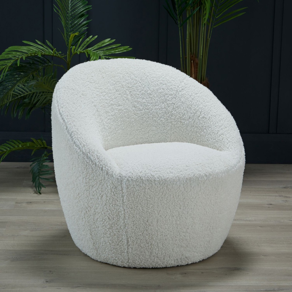 Cocoon Chair Off White Boucle - Leeds Plywood