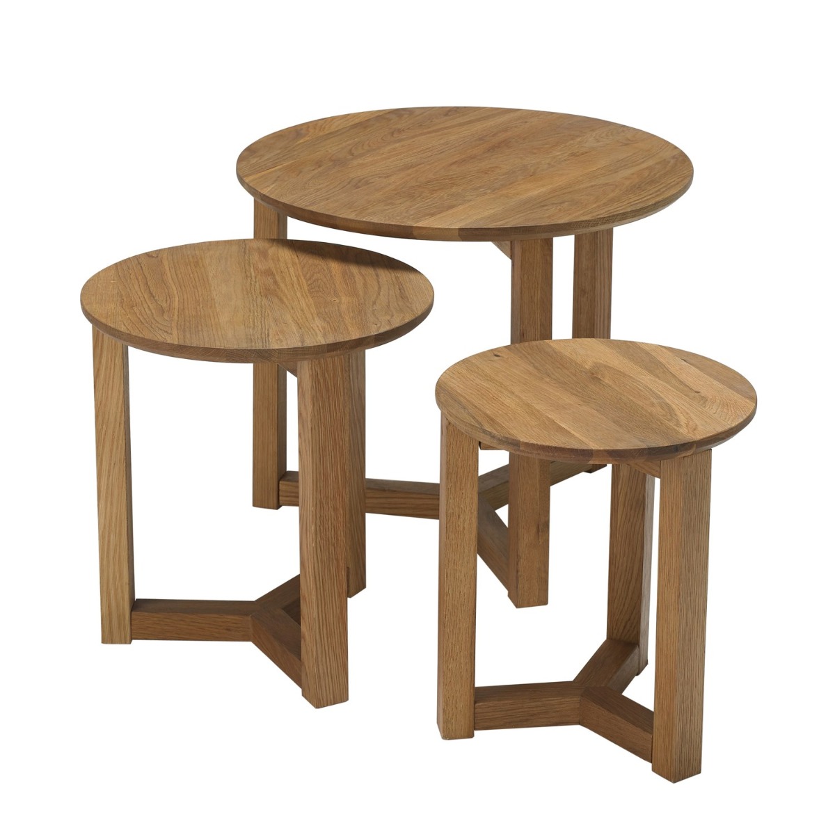 Stow Modern Design Nest Of 3 Tables - Oak - Leeds Plywood