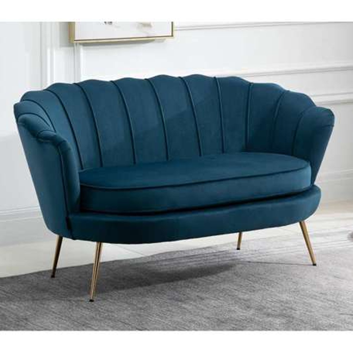 Ariel Pine Wooden Frame 2 Seater Sofa - Blue - Birlea Essentials