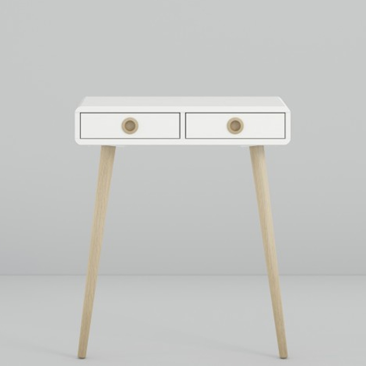 Softline Wooden Legs Low Hall Console Table - Off White - Rosalind Collection